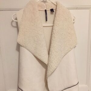 Winter White ultra Suede, faux sheepskin and knit vest